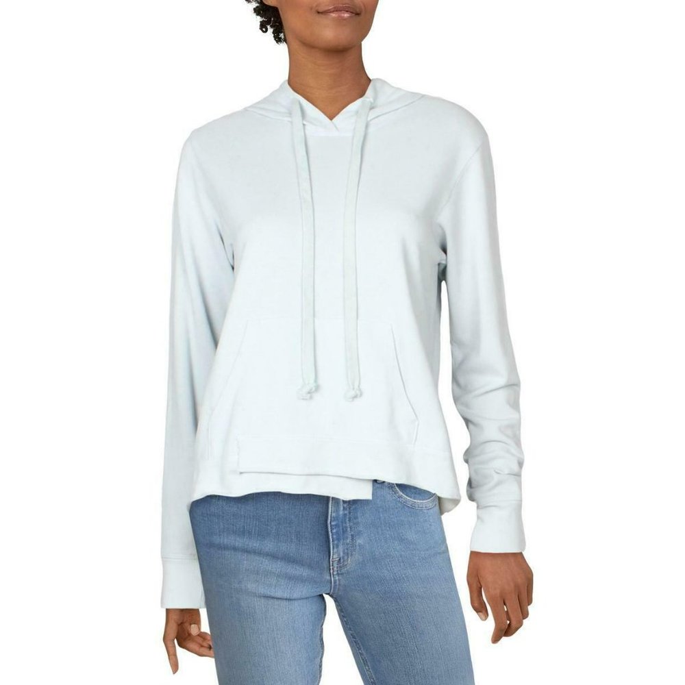 Womens Shifted Pocket Comfy Cozy Sweatshirt Hoodie Top XS Light Blue